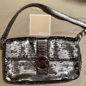 Michael Kors Fulton Gunmetal Sequin Purse